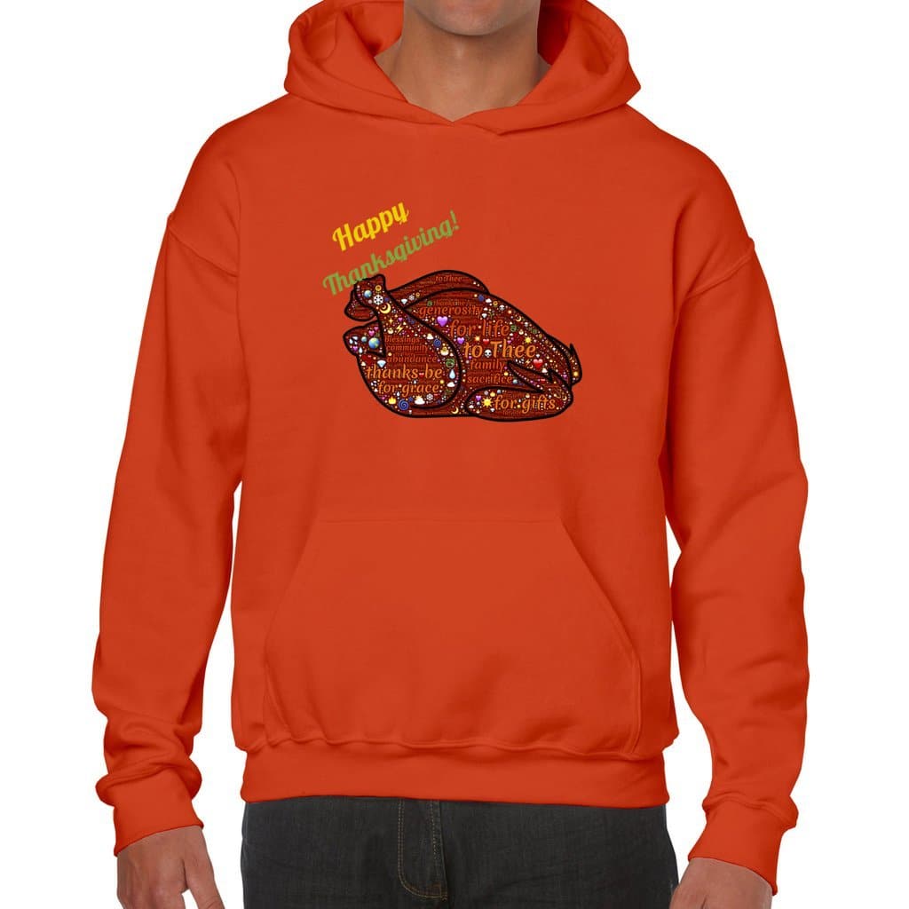 Orange - Happy Thanksgiving Word Cloud Unisex Heavy Blend Hooded Sweatshirt - unisex hoodie at TFC&H Co.