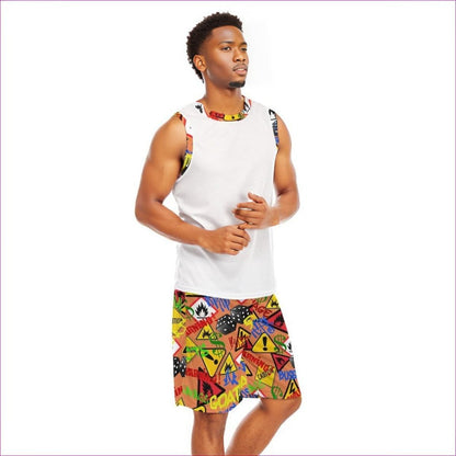 White Hazard Men's Basketball Suit - men's tank top & short set at TFC&H Co.