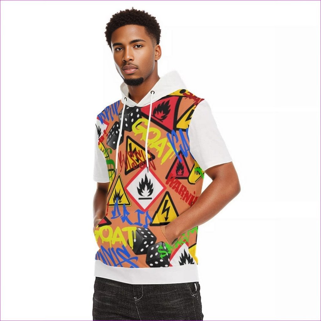White Hazard Men's Short Sleeve Hoodie T-Shirt | 100% Cotton - men's t-shirt at TFC&H Co.