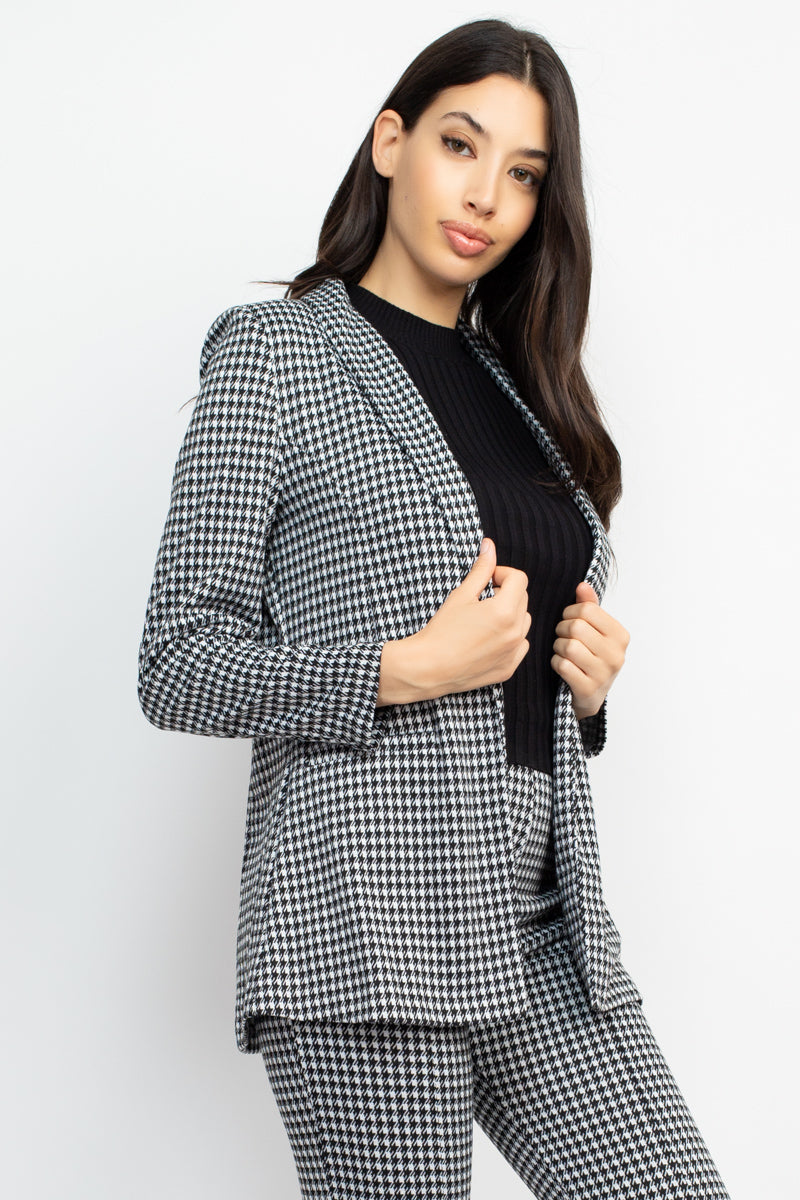 Houndstooth Notch Seamed Blazer - Ships from The US - women's blazer at TFC&H Co.