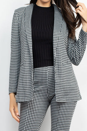 Houndstooth Notch Seamed Blazer - Ships from The US - women's blazer at TFC&H Co.