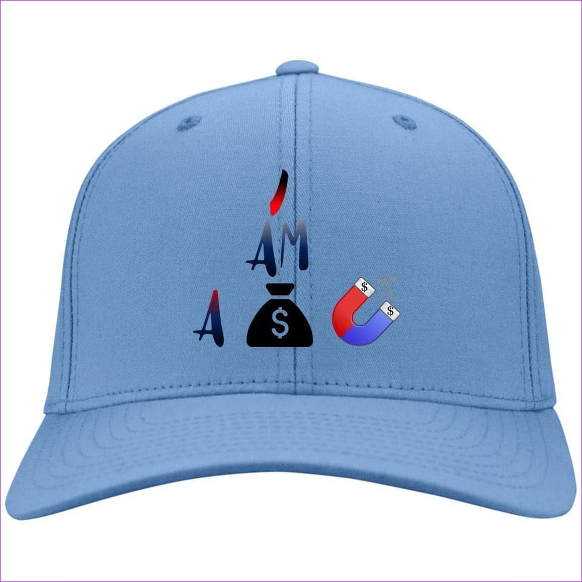 I Am A Money Magnet Twill Cap Carolina Blue One Size - I Am A Money Magnet Embroidered Caps & Beanies - Hat at TFC&H Co.