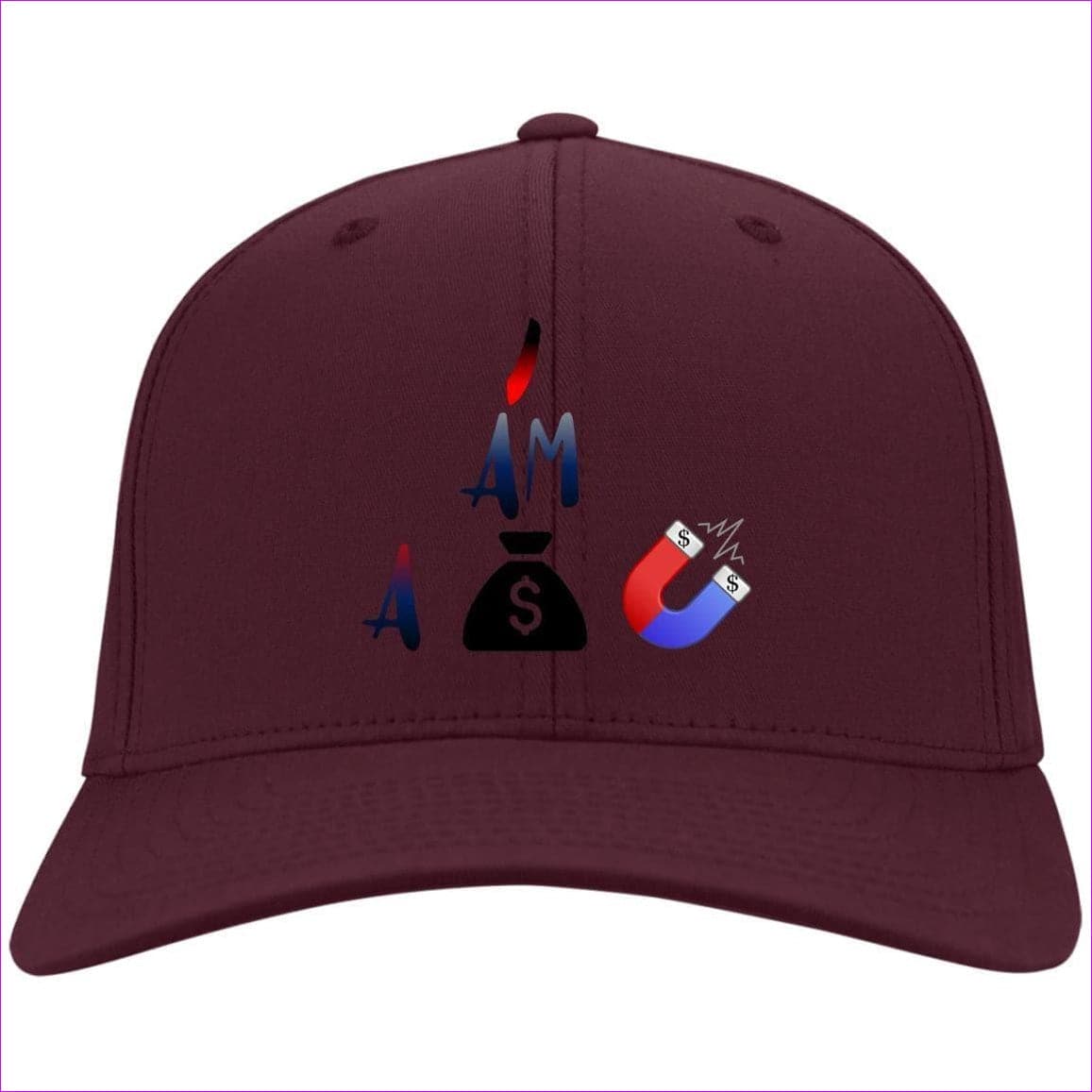 I Am A Money Magnet Twill Cap Maroon One Size - I Am A Money Magnet Embroidered Caps & Beanies - Hat at TFC&H Co.