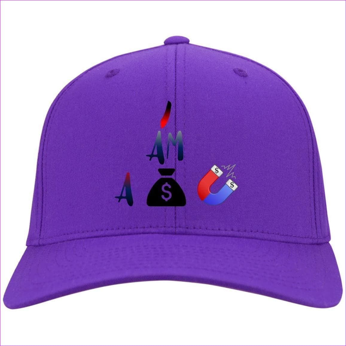 I Am A Money Magnet Twill Cap Purple One Size - I Am A Money Magnet Embroidered Caps & Beanies - Hat at TFC&H Co.