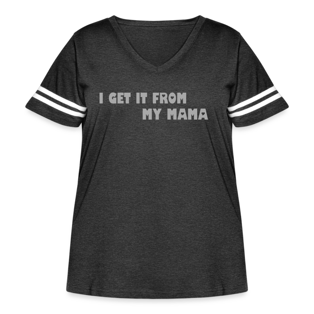 vintage smoke/white I Get It from My Mama Glitz Print Women's Curvy Vintage Sport T-Shirt - Women's Curvy Vintage Sport T-Shirt | LAT Apparel 3837 at TFC&H Co.