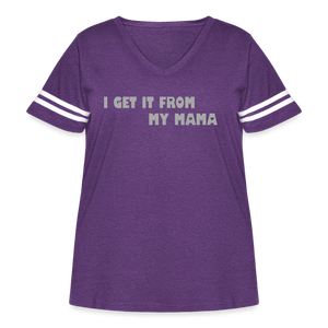 vintage purple white - I Get It from My Mama Glitz Print Women's Curvy Vintage Sport T-Shirt - Womens Curvy Vintage Sport T-Shirt | LAT Apparel 3837 at TFC&H Co.
