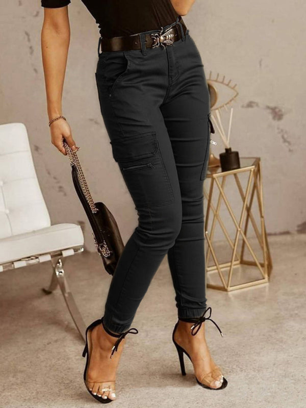BLACK Women's Solid Color Ankle Cargo Pants - 3 colors - women's cargo pants at TFC&H Co.