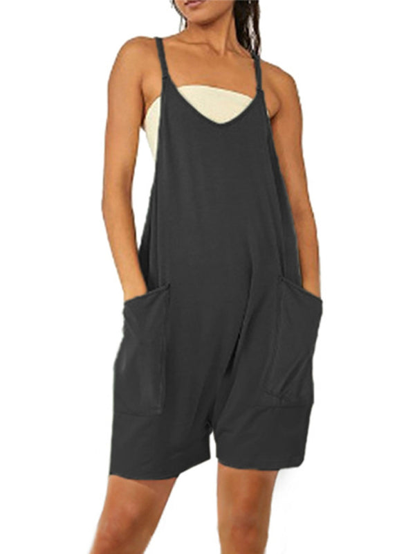 BLACK Zipper Pocket Suspenders Jumpsuit Overalls - 7 colors - women's jumpsuit at TFC&H Co.