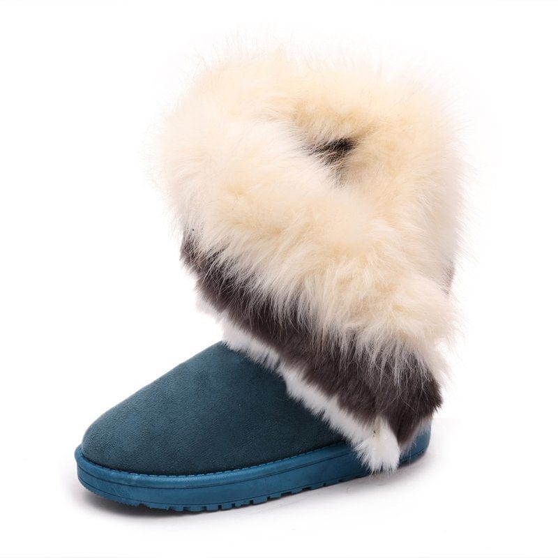 Dark Green - Imitated Rabbit Fur Women's Snow Boots - womens boots at TFC&H Co.