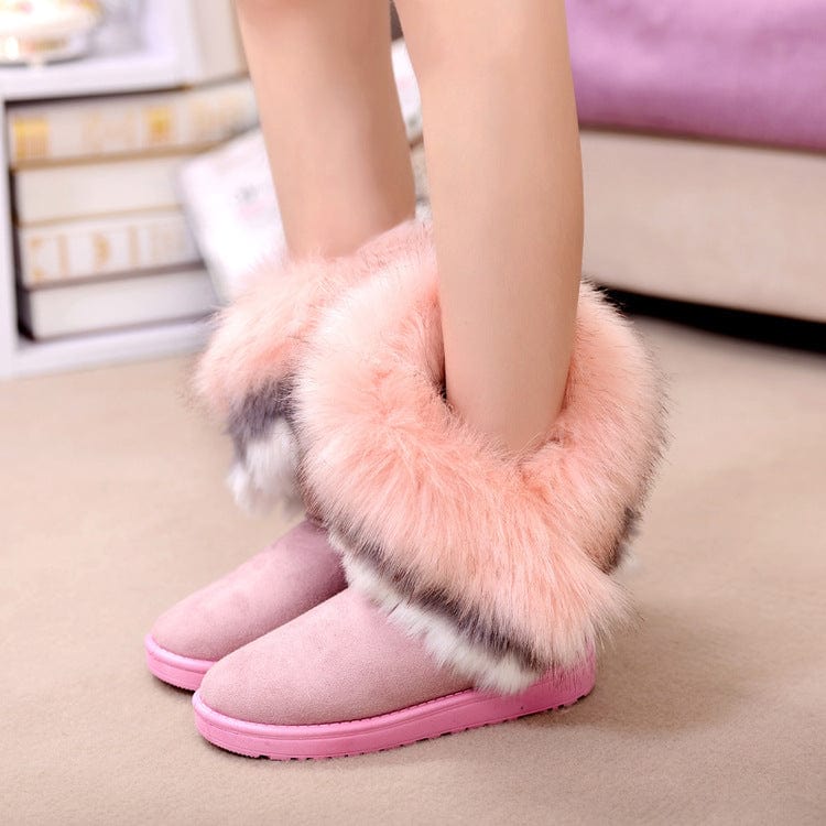 - Imitated Rabbit Fur Women's Snow Boots - womens boots at TFC&H Co.