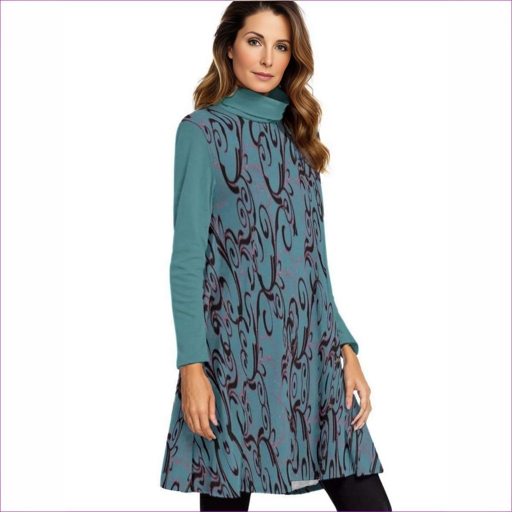 - Intricate Womens High Neck Dress With Long Sleeve - womens dress at TFC&H Co.
