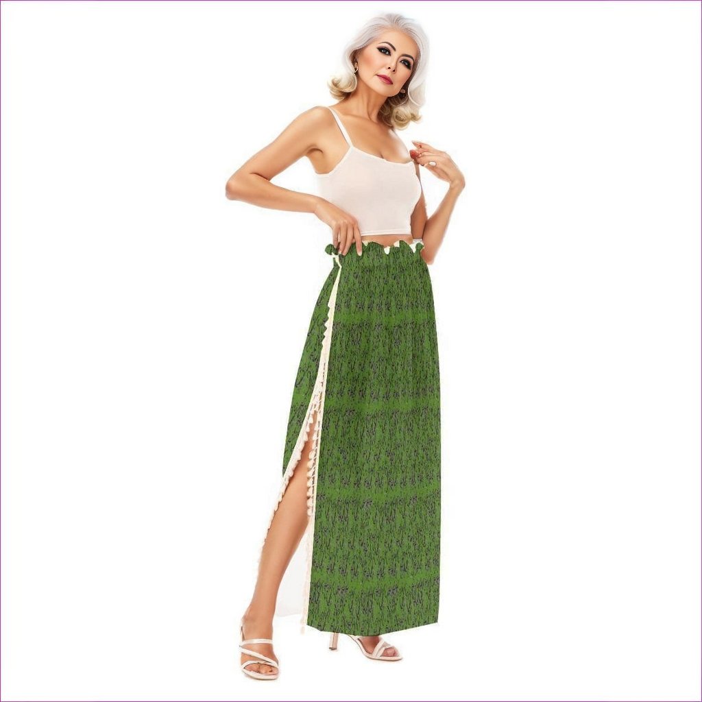 Intricate Womens Side Split Skirt - Army Green - women's skirt at TFC&H Co.