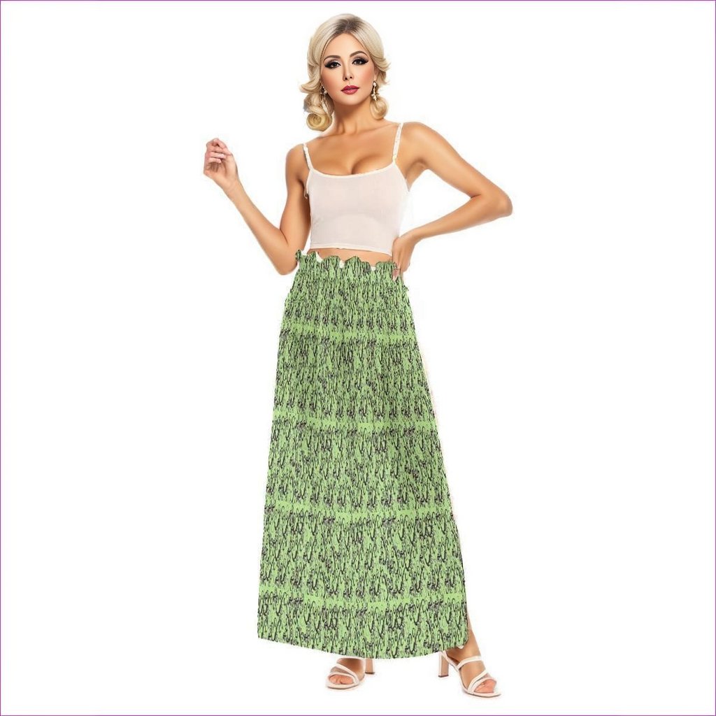 Intricate Womens Side Split Skirt - Green - women's skirt at TFC&H Co.