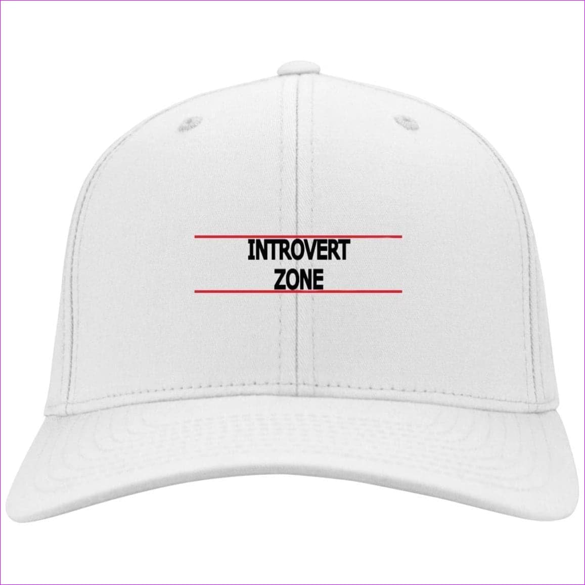 C813 Flex Fit Twill Baseball Cap White Introvert Zone Embroidered Knit Cap, Cap, Beanie - Hat at TFC&H Co.