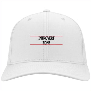 CP80 Twill Cap White One Size Introvert Zone Embroidered Knit Cap, Cap, Beanie - Hat at TFC&H Co.