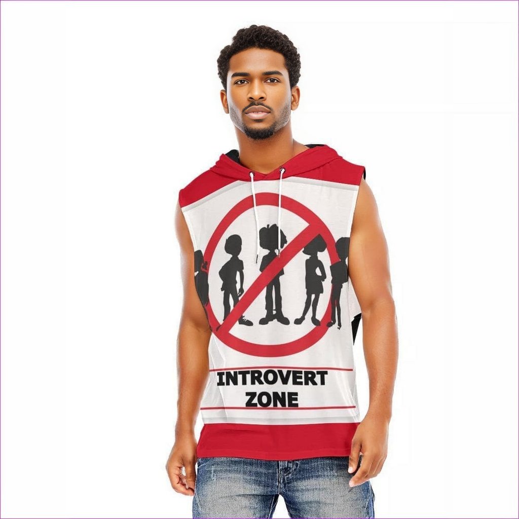 White Introvert Zone Men’s Hooded Tank Top - Men's Tank Top at TFC&H Co.