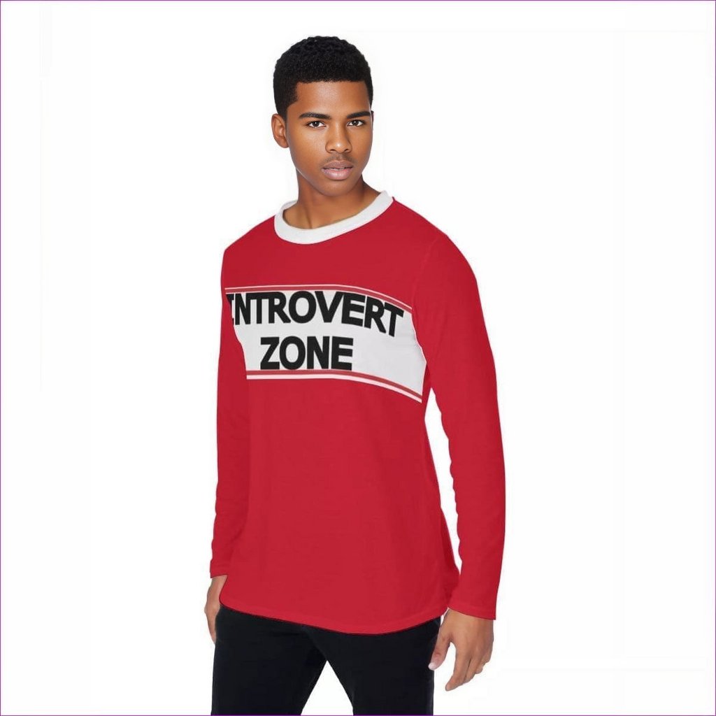 Introvert Zone Men's Long Sleeve T-Shirt - Red - men's t-shirt at TFC&H Co.