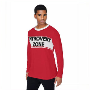 - Introvert Zone Men's Long Sleeve T-Shirt - Red - mens t-shirt at TFC&H Co.