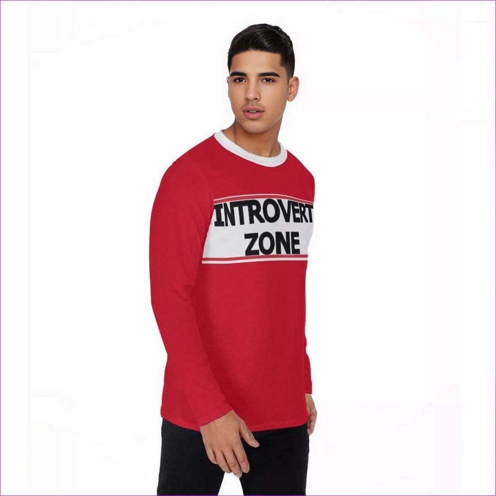red - Introvert Zone Men's Long Sleeve T-Shirt - Red - mens t-shirt at TFC&H Co.