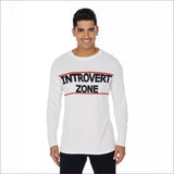 White Introvert Zone Men's Long Sleeve T-Shirt - White - men's t-shirt at TFC&H Co.