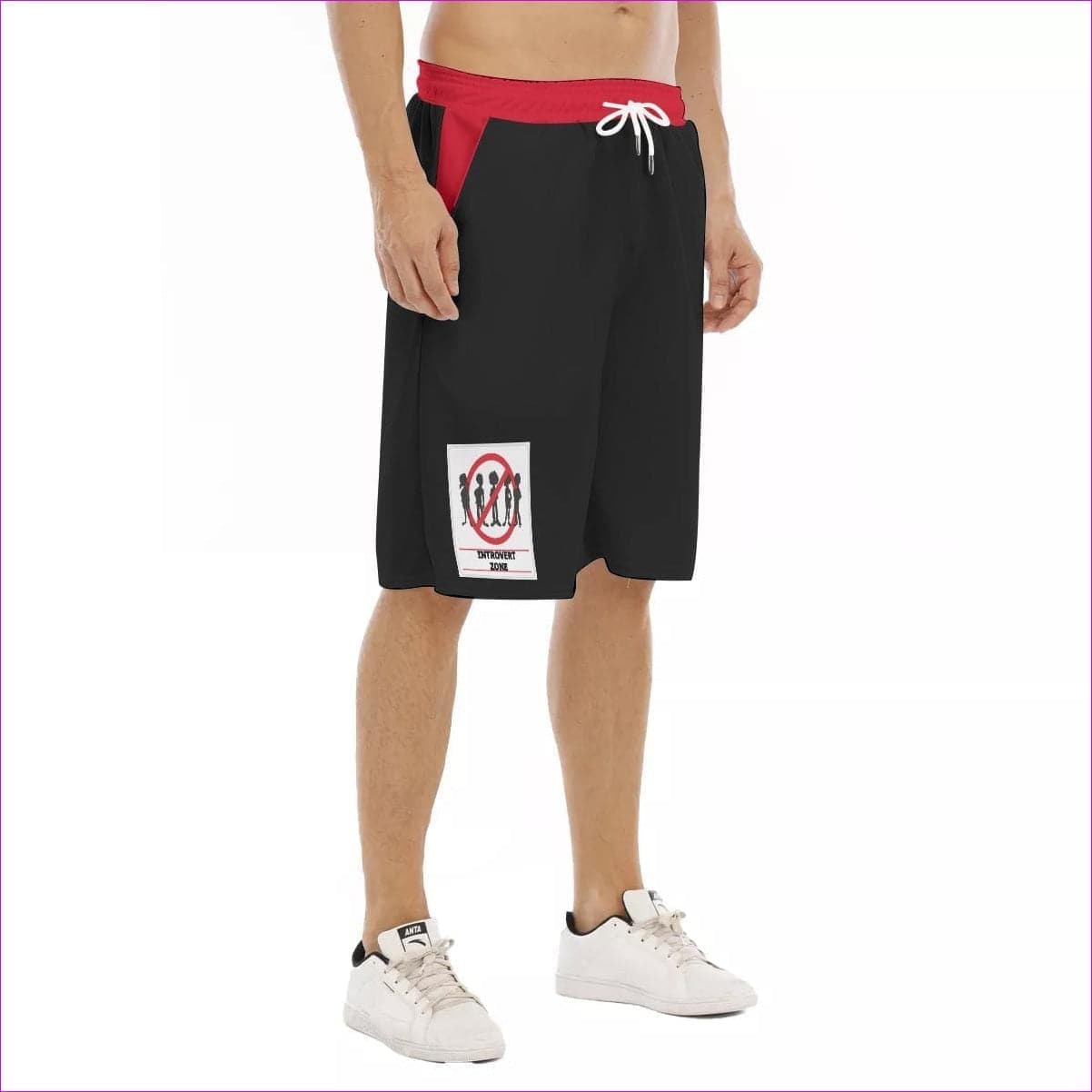 black Introvert Zone Men's Tether Loose Shorts - men's shorts at TFC&H Co.