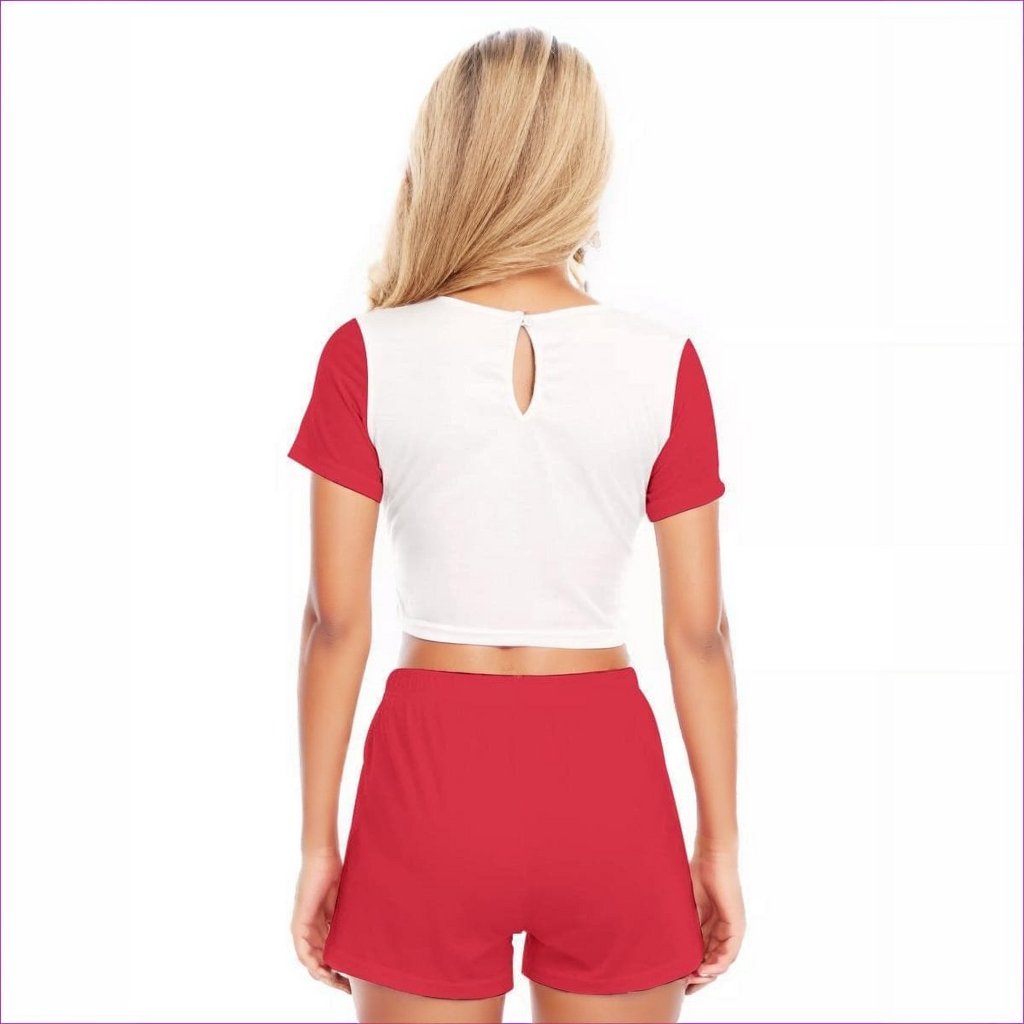 Introvert Zone Womens Short Sleeve Cropped Top Short Set - women's top & short set at TFC&H Co.