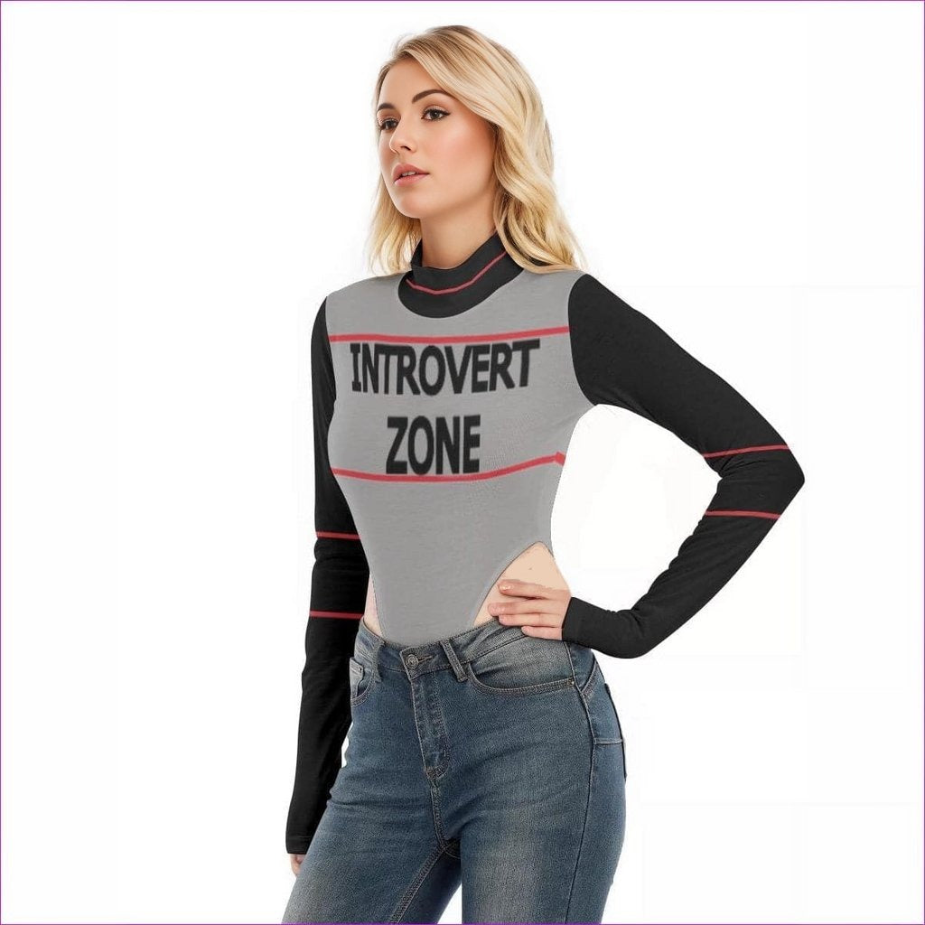 - Introvert Zone Womens Turtleneck Long Sleeve Bodysuit - womens bodysuit at TFC&H Co.
