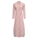 Pink - Ishan Button Neck Long Sleeve Shirt Dress -3 colors - womens shirt dress at TFC&H Co.