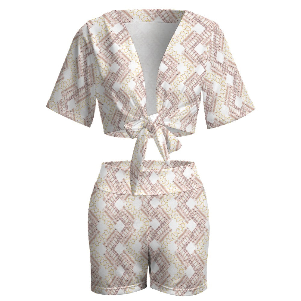 WHITE - Ishan Two Piece Beach Short Outfit Set - womens top & short set at TFC&H Co.