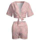 PINK - Ishan Two Piece Beach Short Outfit Set - womens top & short set at TFC&H Co.