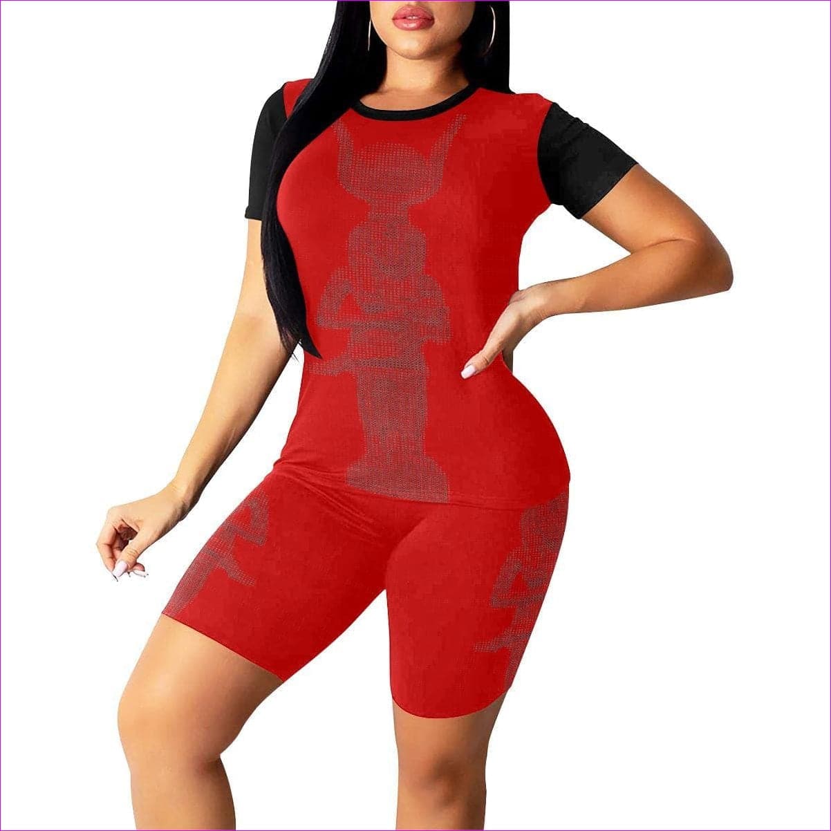 Isis - red Women's Short Yoga Set(Sets 03) Isis Womens Yoga Short Set - 6 colors - women's top & short set at TFC&H Co.