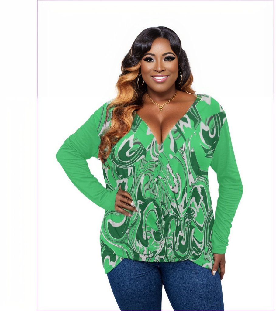 green Ivy Womens V-neck Plus Draped Longline Top Voluptuous (+) Plus Size - women's top at TFC&H Co.