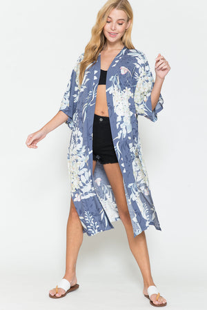 - Justin Taylor Botanical Print Split Cover Up - Ships from The US - womens cover up at TFC&H Co.