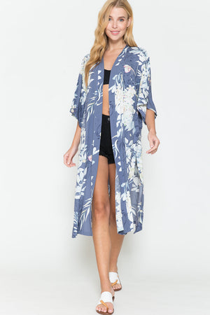 - Justin Taylor Botanical Print Split Cover Up - Ships from The US - womens cover up at TFC&H Co.
