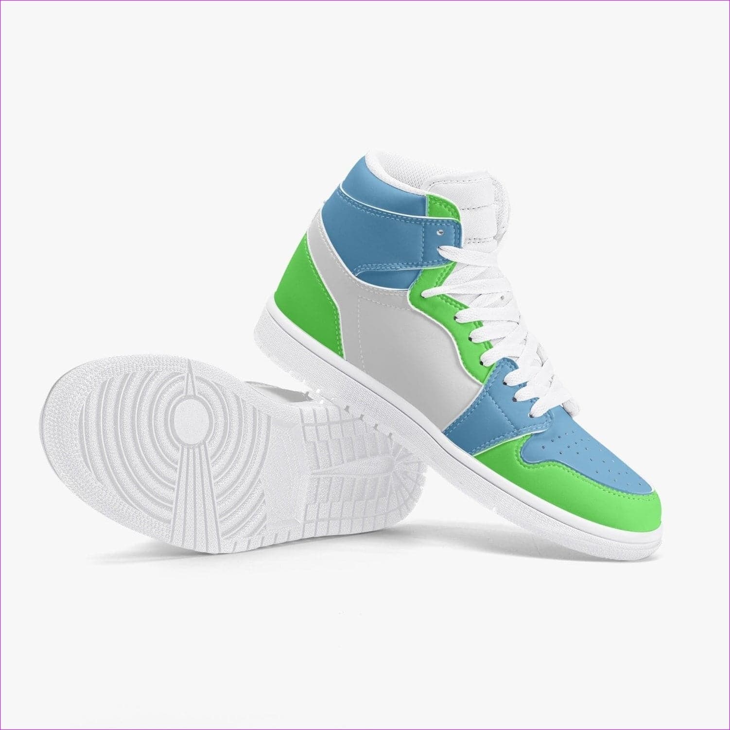 - Kiwi Blue High-Top Leather Sneakers - unisex shoes at TFC&H Co.