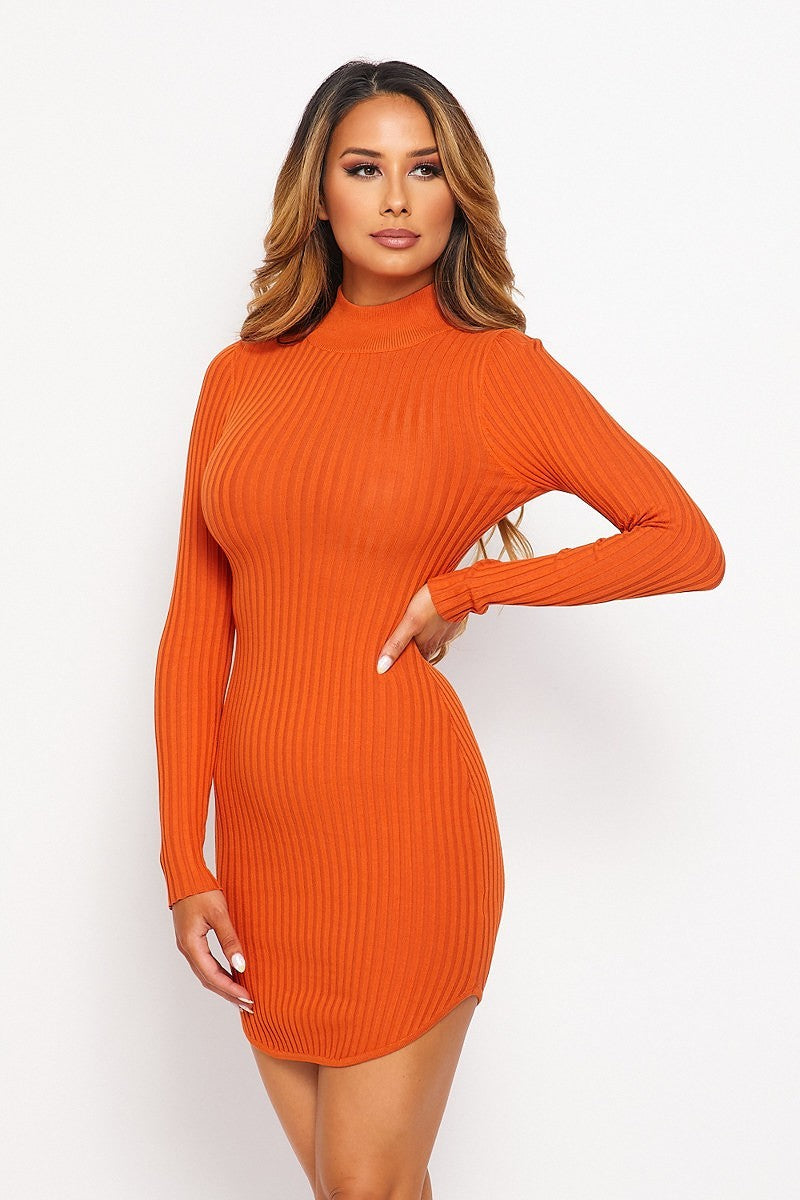Knit Mock Neck Round Dress - Ships from The US - women's dress at TFC&H Co.