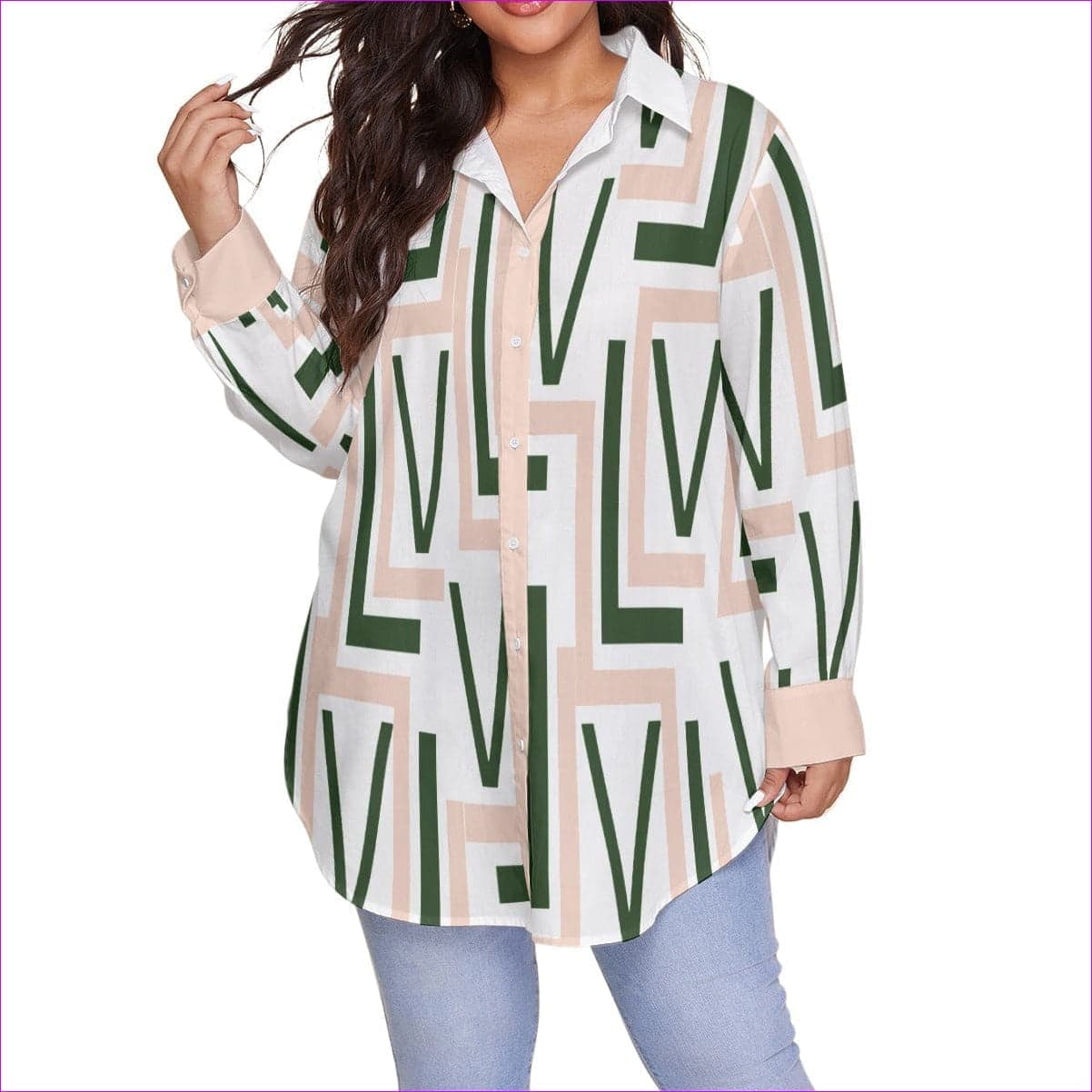 - Labyrinth 2 Womens Button-Up Shirt Voluptuous (+) Plus Size - womens button-up shirt at TFC&H Co.