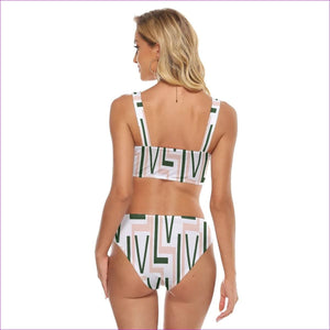 White - Labyrinth 2 Womens Crop Top Swimsuit - womens two-piece swimsuit at TFC&H Co.