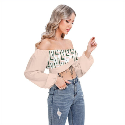 Pink Labyrinth 2 Womens Cropped Tube Top With Long Sleeve - women's crop top at TFC&H Co.