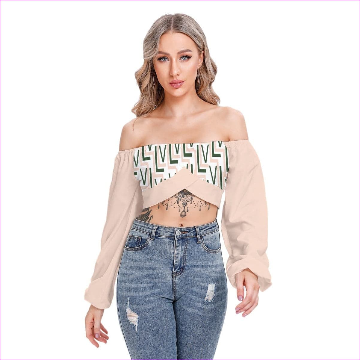 - Labyrinth 2 Womens Cropped Tube Top With Long Sleeve - womens crop top at TFC&H Co.