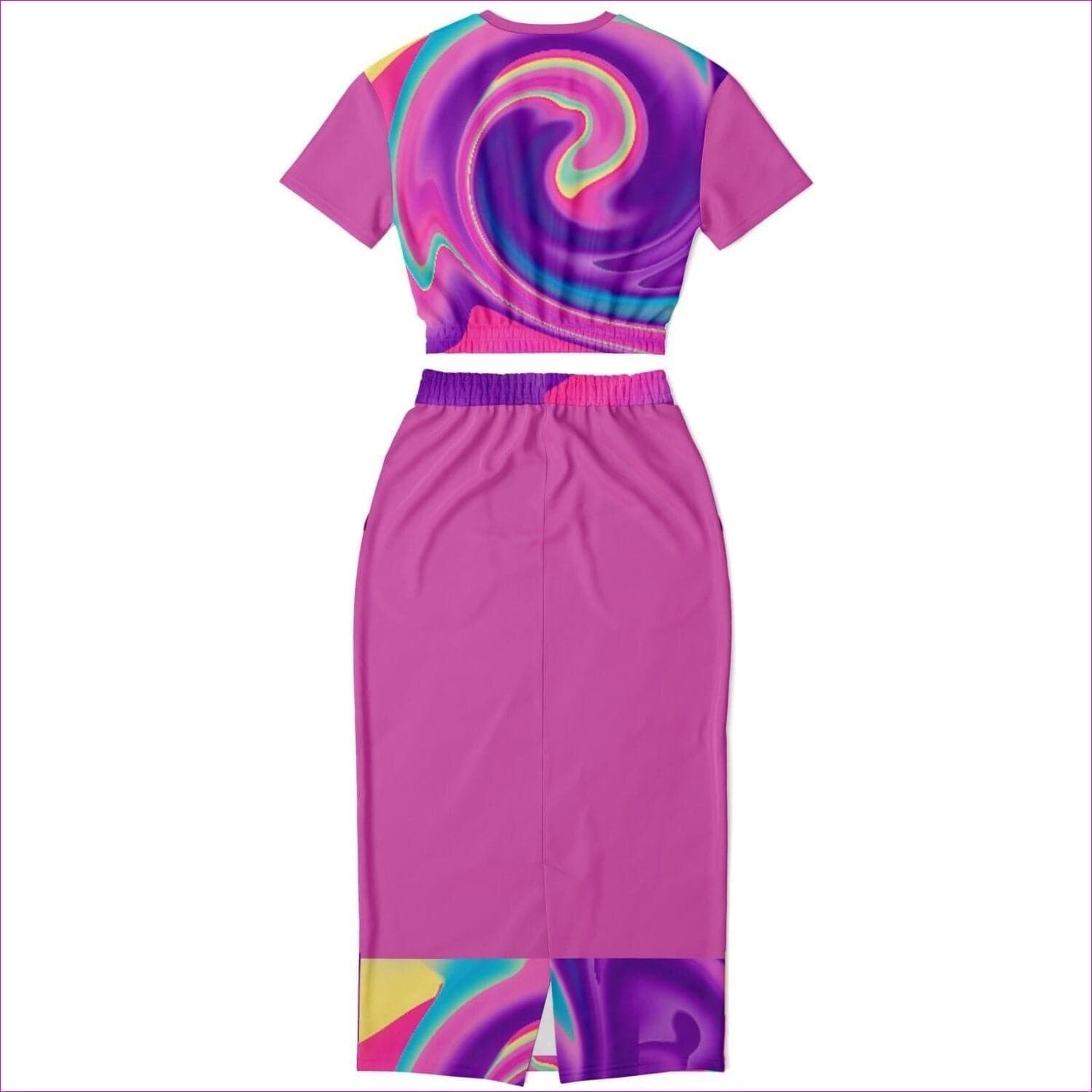 - Lady's Tie-Dye Premium Crop Top & Skirt Set - Fashion Cropped Short Sleeve Sweatshirt and Long Pocket Skirt Set – AOP at TFC&H Co.