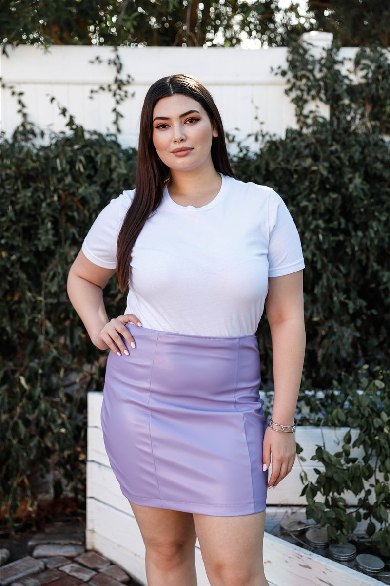 Lavender Faux Leather High Waist Mini Skirt Voluptuous (+) Plus Size - Ships from The US - women's skirt at TFC&H Co.