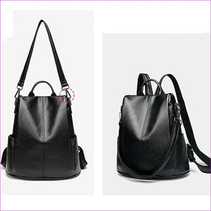 - Leather Zipper School Bag Solid Color Daily Brown / Black / Fall & Winter - bookbag at TFC&H Co.