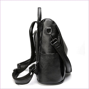 - Leather Zipper School Bag Solid Color Daily Brown / Black / Fall & Winter - bookbag at TFC&H Co.