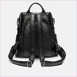 - Leather Zipper School Bag Solid Color Daily Brown / Black / Fall & Winter - bookbag at TFC&H Co.