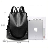 Brown - Leather Zipper School Bag Solid Color Daily Brown / Black / Fall & Winter - bookbag at TFC&H Co.