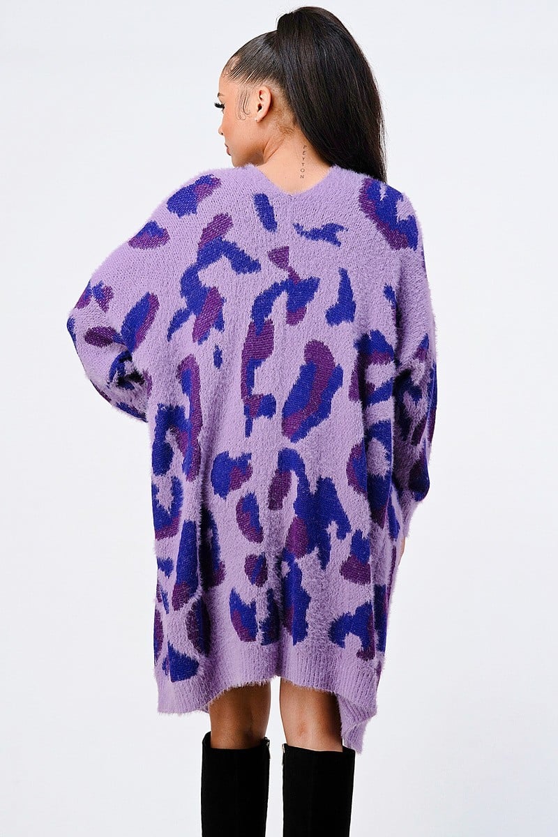 - Leopard Angora Sweater Oversized Cardigan -Ships from The US - womens cardigan at TFC&H Co.