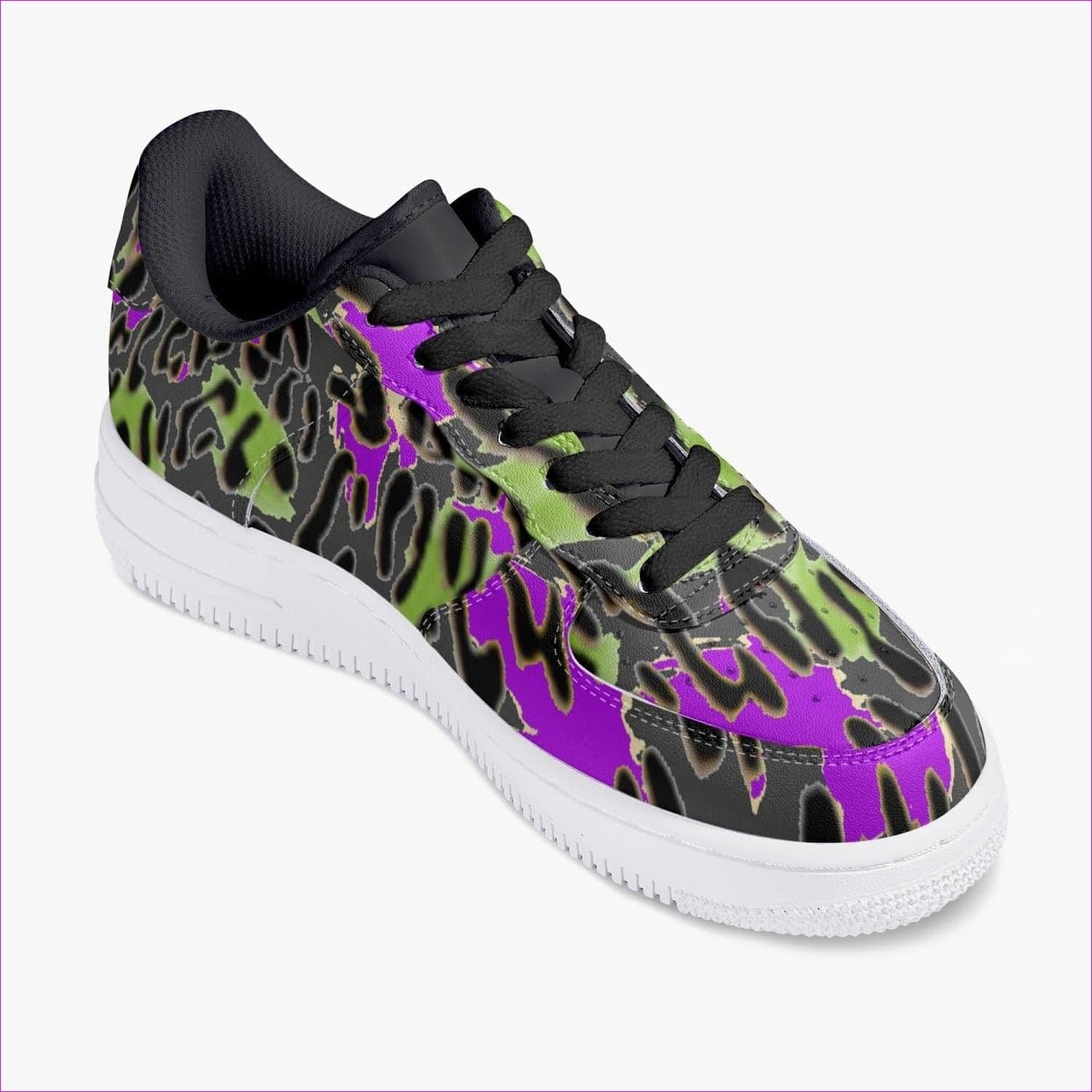 Leopard Grunge Low-Top Leather Sports Sneakers - sneakers at TFC&H Co.