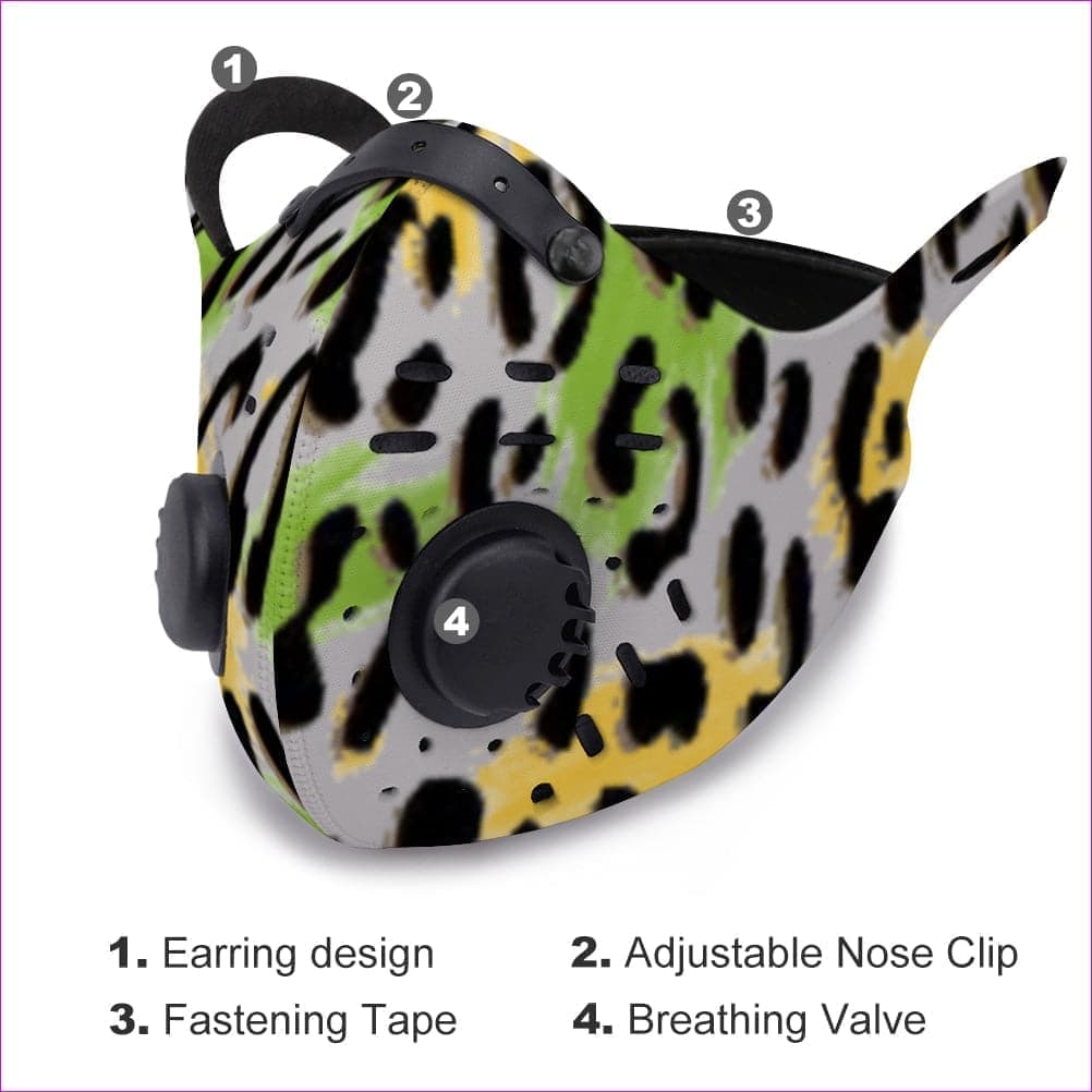 - Leopard Splash Earhook Face Mask w/ additional filters - mask at TFC&H Co.