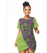 multi-colored - Leopard Splash Grundge Lime Women’s Stacked Hem Dress Voluptuous (+) Plus Size - womens dress at TFC&H Co.